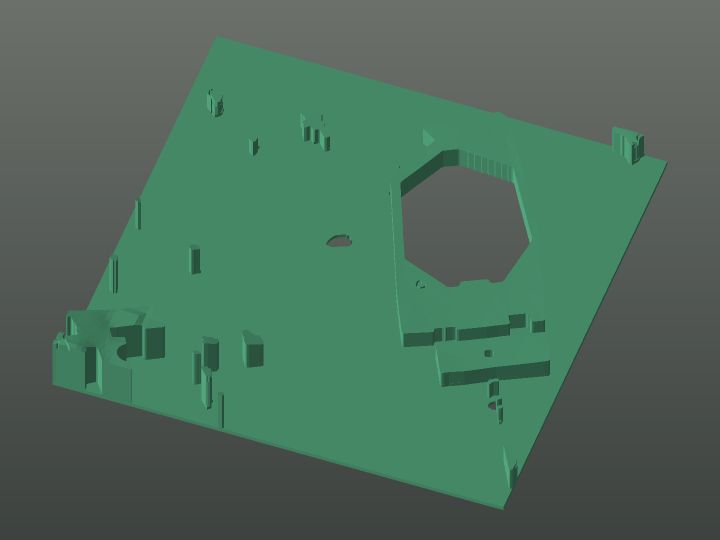 Render: piece 2 of the Bergen stack on its own, the green sheet in green.