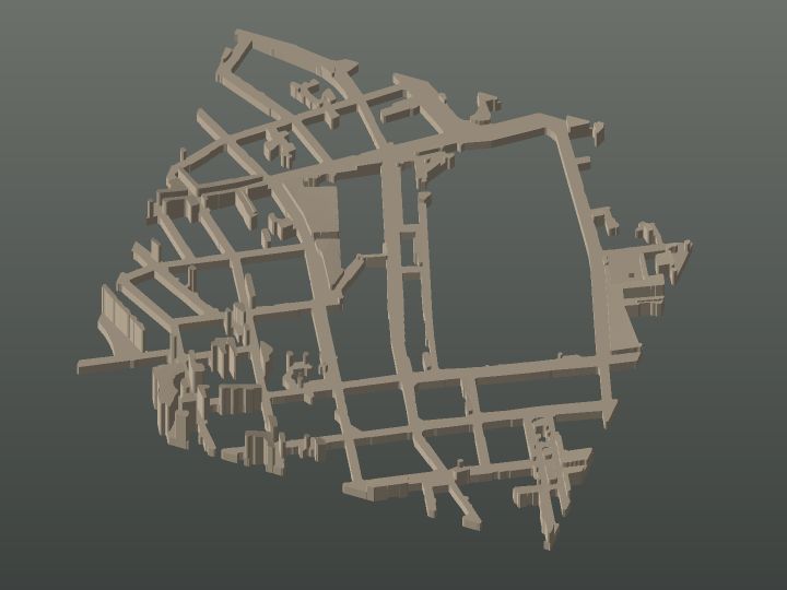 Render: piece 4 of the Bergen stack on its own, the sand ground in sand.