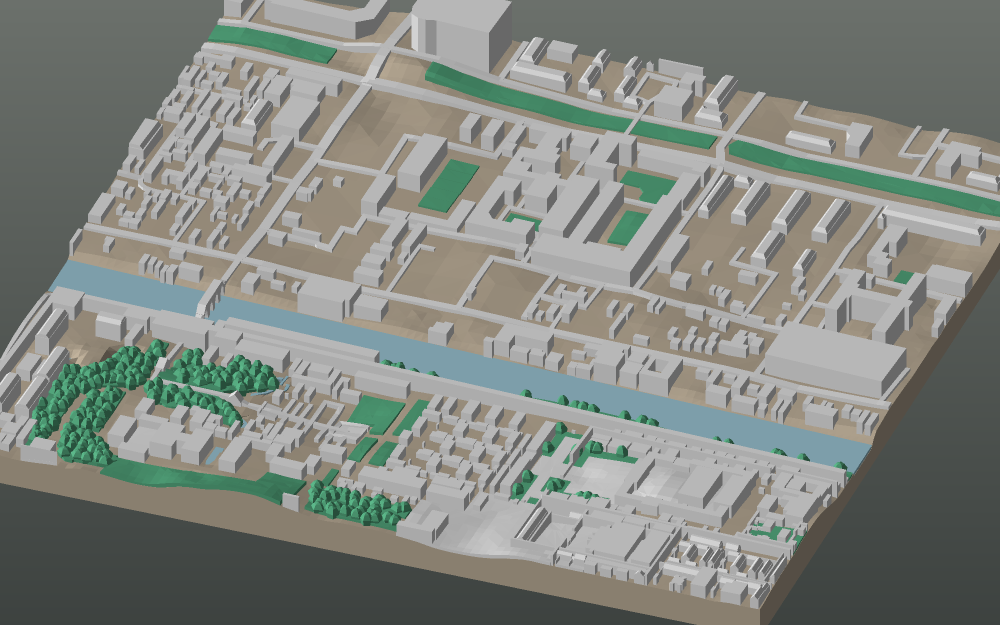 A 3D-printable model plate of Beijing — Dongcheng, the Forbidden City — with its buildings, streets, water and terrain.