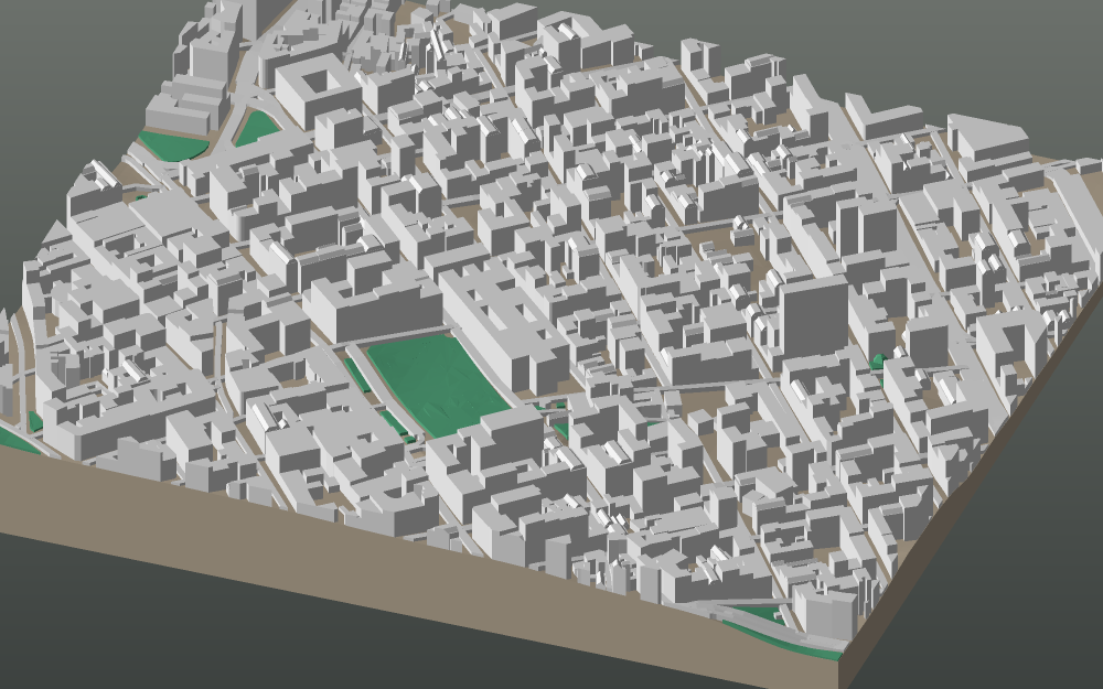 A 3D-printable model plate of Belgrade — Stari Grad — with its buildings, streets, water and terrain.
