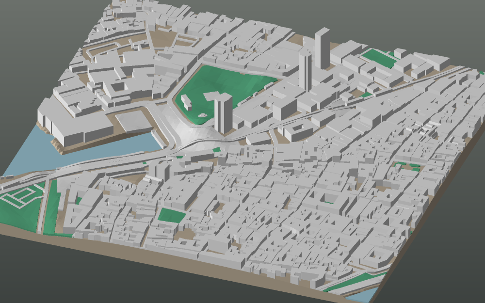 A 3D-printable model plate of Cartagena — Centro Histórico — with its buildings, streets, water and terrain.