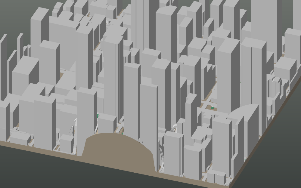 A 3D-printable model plate of Chicago — the Loop — with its buildings, streets, water and terrain.