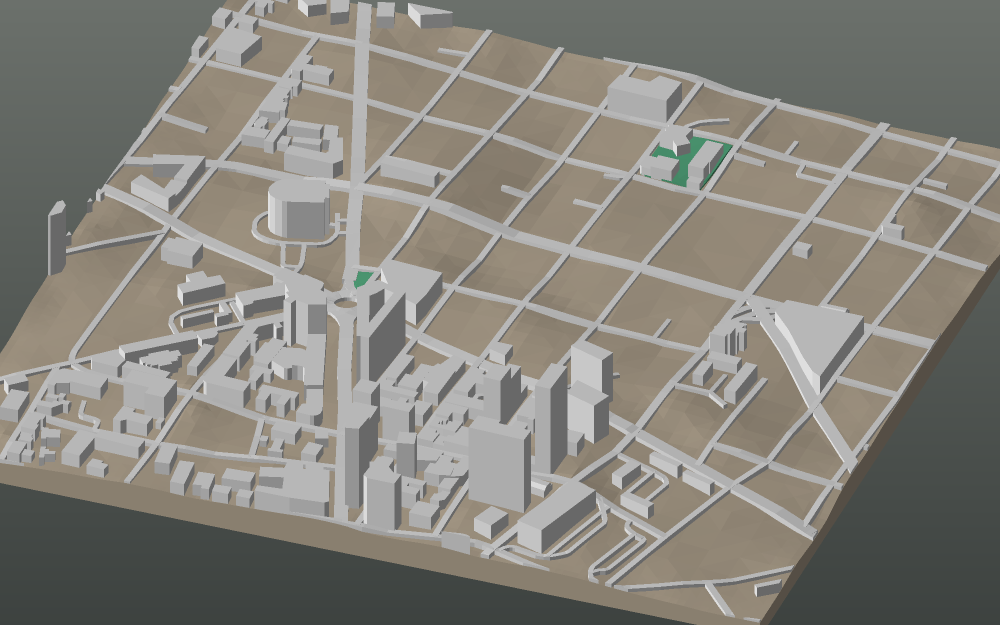 A 3D-printable model plate of Dakar — Plateau — with its buildings, streets, water and terrain.