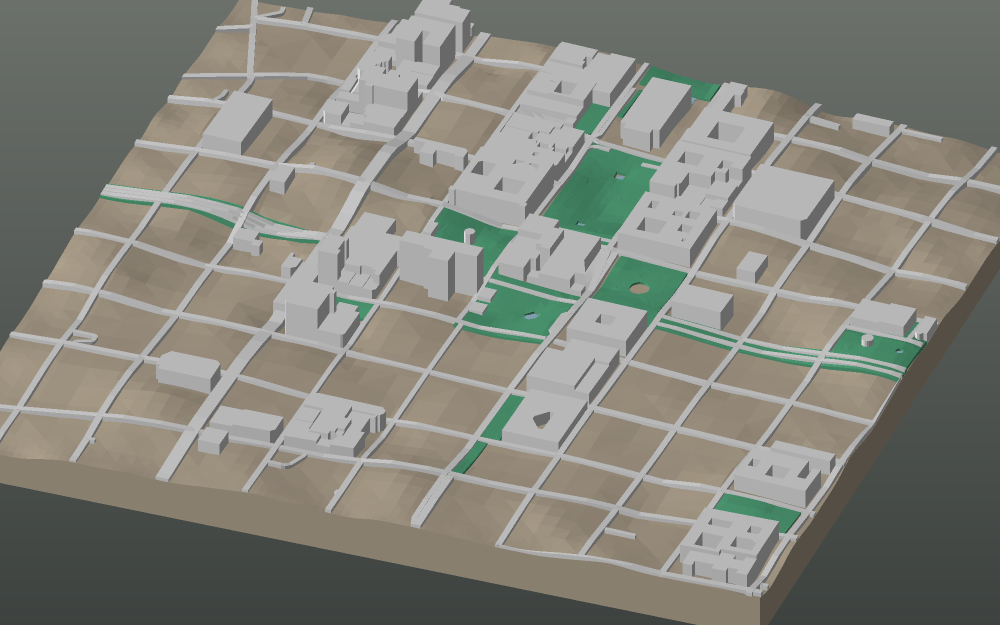 A 3D-printable model plate of Guadalajara — Centro — with its buildings, streets, water and terrain.