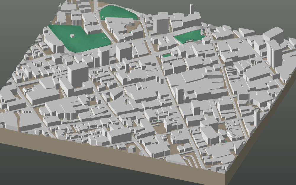 A 3D-printable model plate of Hobart — the CBD — with its buildings, streets, water and terrain.