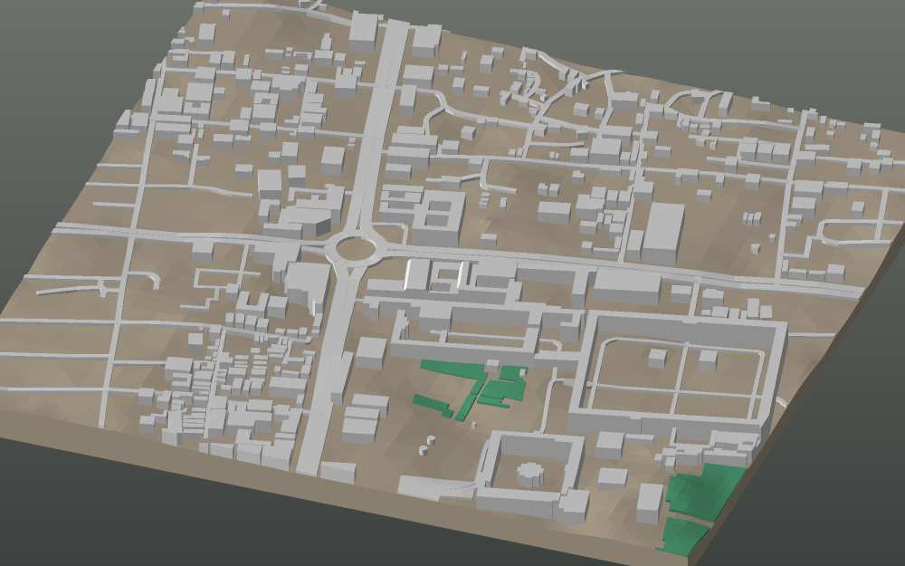 A 3D-printable model plate of Jaipur — the Pink City — with its buildings, streets, water and terrain.