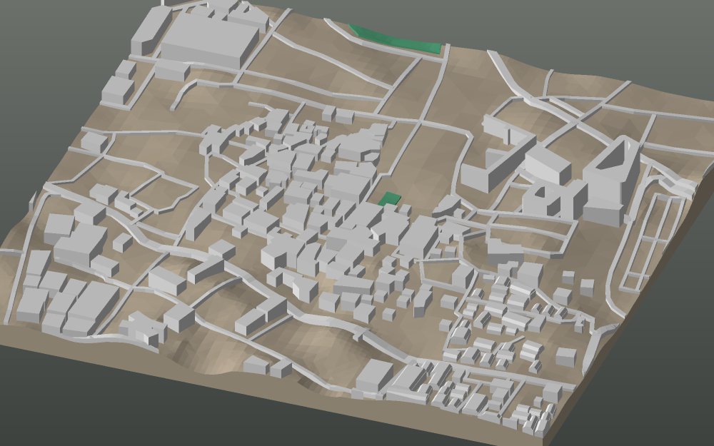 A 3D-printable model plate of Jeddah — Al-Balad — with its buildings, streets, water and terrain.