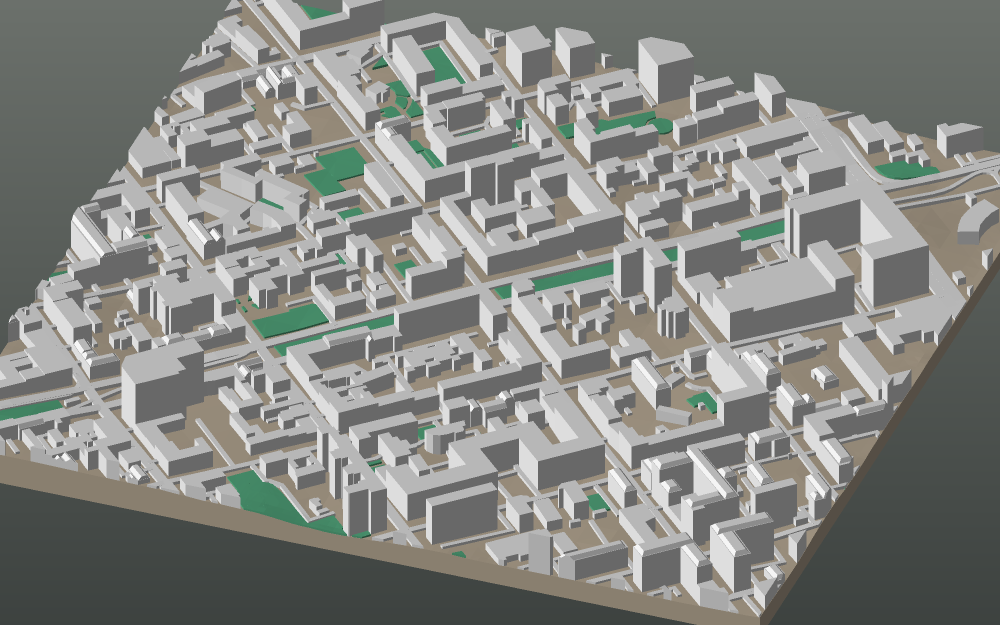 A 3D-printable model plate of Kyiv — Podil — with its buildings, streets, water and terrain.