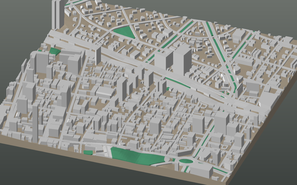 A 3D-printable model plate of Lima — Miraflores — with its buildings, streets, water and terrain.