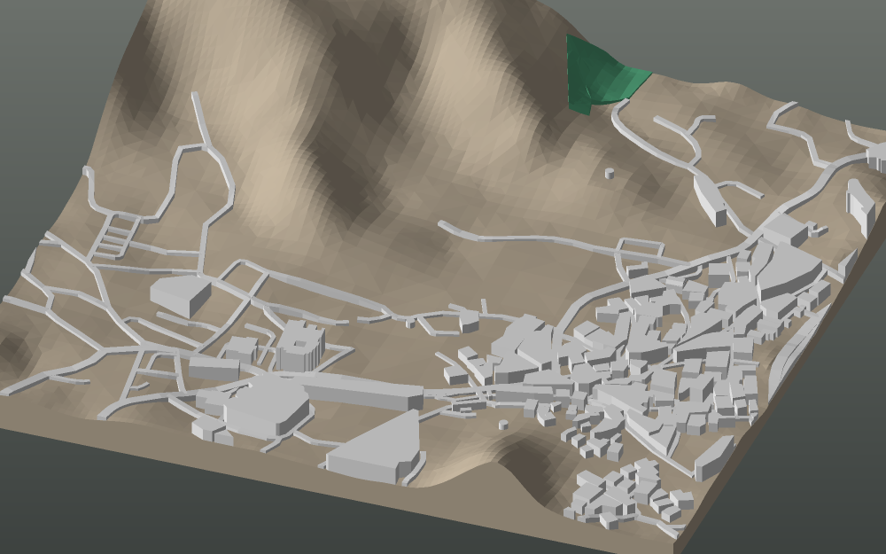 A 3D-printable model plate of Muscat — Mutrah — with its buildings, streets, water and terrain.