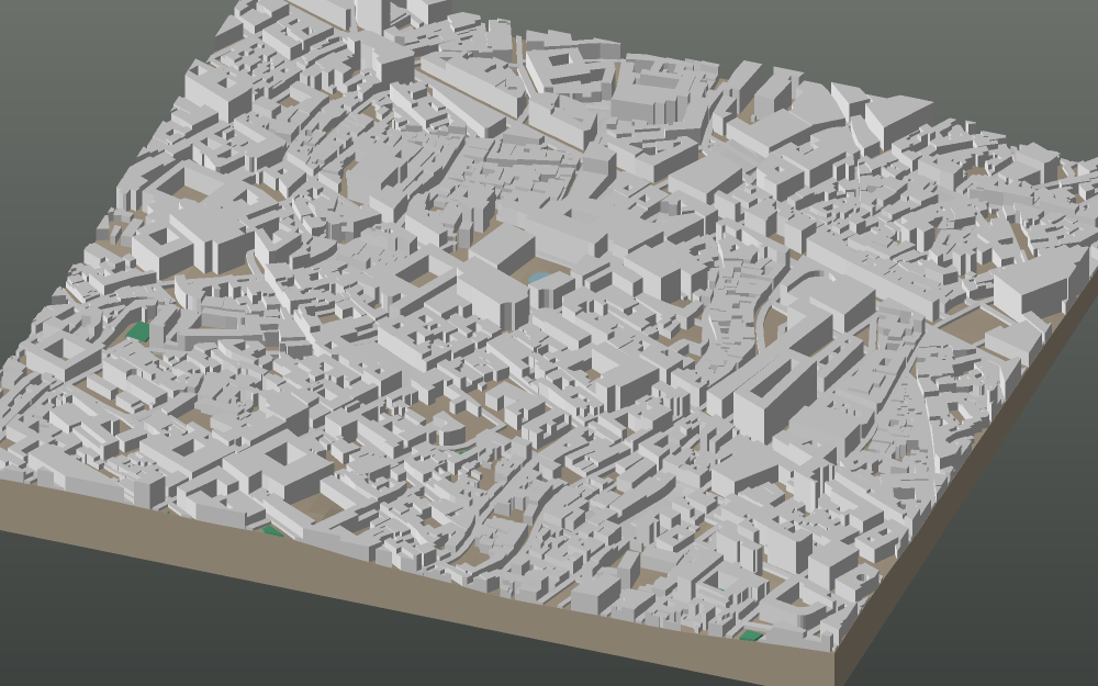A 3D-printable model plate of Palermo — Centro Storico — with its buildings, streets, water and terrain.
