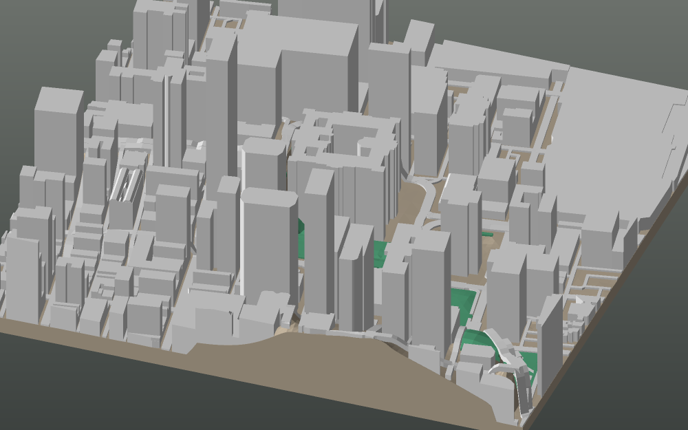 A 3D-printable model plate of Philadelphia — Center City — with its buildings, streets, water and terrain.