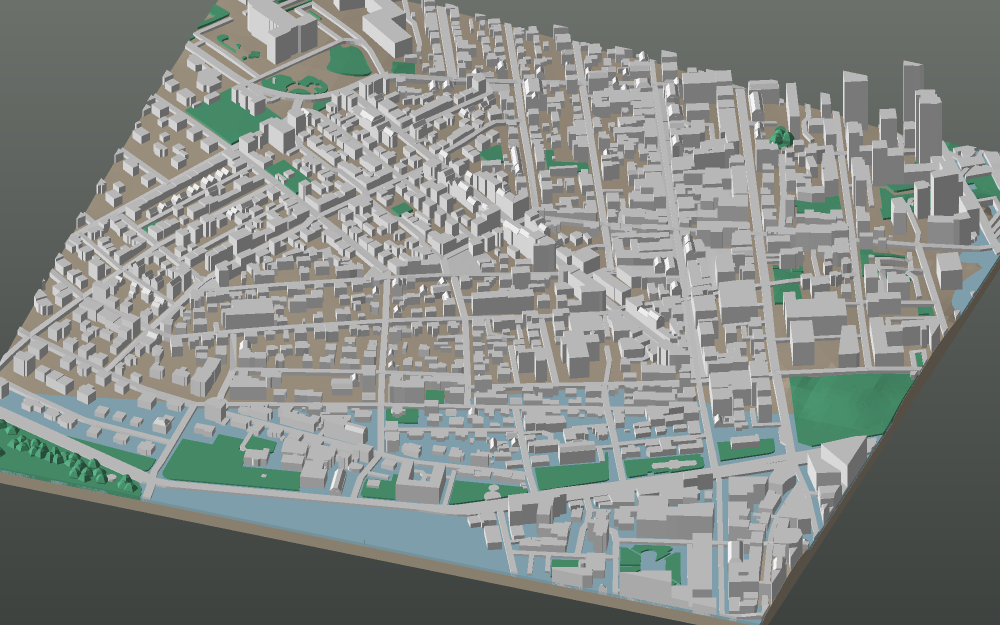 A 3D-printable model plate of Reykjavík — Austurbær, Miðborg.