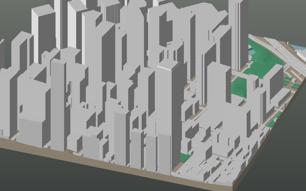 A 3D-printable model plate of San Francisco — Financial District — with its buildings, streets, water and terrain.