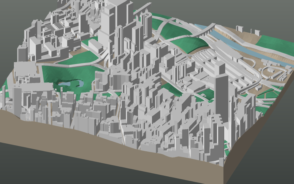 A 3D-printable model plate of São Paulo — Centro — with its buildings, streets, water and terrain.