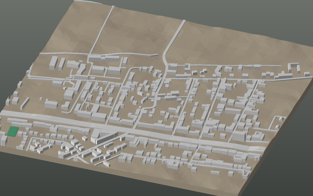 A 3D-printable model plate of Tashkent — Centre — with its buildings, streets, water and terrain.