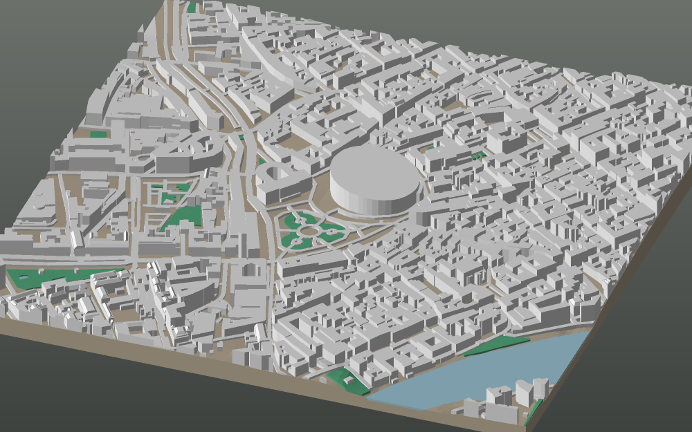 A 3D-printable model plate of Verona — Centro Storico — with its buildings, streets, water and terrain.
