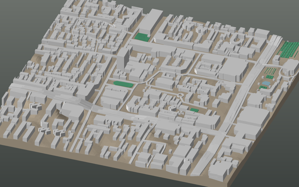 A 3D-printable model plate of Xi'an — Beilin — with its buildings, streets, water and terrain.